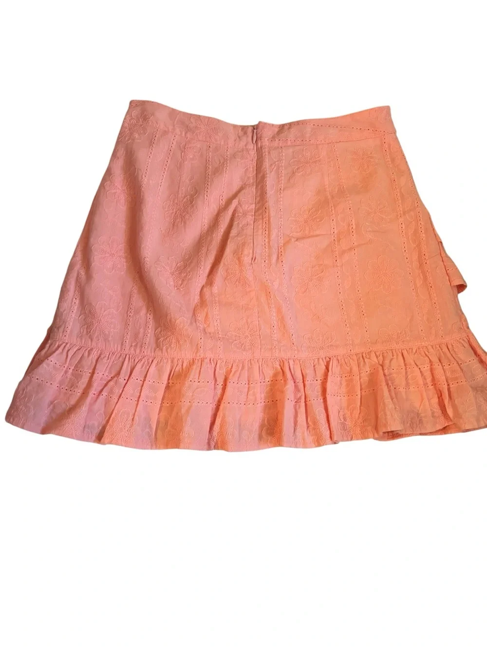 Tiered Eyelet Ruffle Mini Skirt — Pink